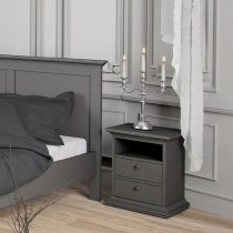 Parayo Wooden Furniture Set With 2 Doors Wardrobe In Matt Grey