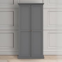 Parayo Wooden Furniture Set With 2 Doors Wardrobe In Matt Grey