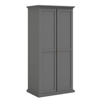 Parayo Wooden Furniture Set With 2 Doors Wardrobe In Matt Grey