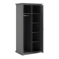 Parayo Wooden Furniture Set With 2 Doors Wardrobe In Matt Grey