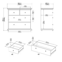 Parayo Wooden Furniture Set With 2 Doors Wardrobe In Matt Grey