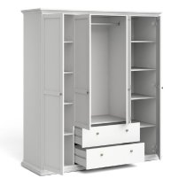 Paroya Wooden Wardrobe With 4 Doors 2 Drawers In White