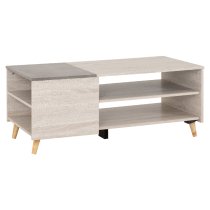 Aiken Wooden Coffee Table In White Oak And Stone Effect