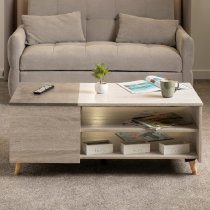 Aiken Wooden Coffee Table In White Oak And Stone Effect