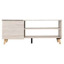 Aiken Wooden Coffee Table In White Oak And Stone Effect