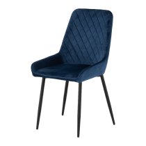 Avah Blue Velvet Dining Chairs With Black Legs In Pair