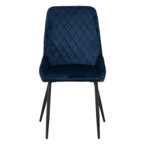 Avah Blue Velvet Dining Chairs With Black Legs In Pair