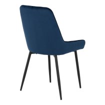 Avah Blue Velvet Dining Chairs With Black Legs In Pair