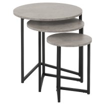 Alsip Wooden Nest Of 3 Tables Round In Concrete Effect