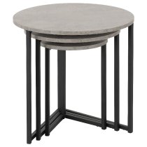 Alsip Wooden Nest Of 3 Tables Round In Concrete Effect