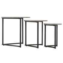 Alsip Wooden Nest Of 3 Tables Round In Concrete Effect