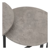 Alsip Wooden Nest Of 3 Tables Round In Concrete Effect