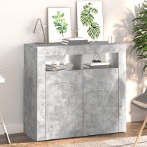 Aurther Wooden Storage Cabinet In Concrete Grey With LED Lights