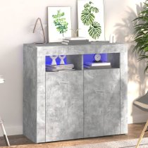 Aurther Wooden Storage Cabinet In Concrete Grey With LED Lights