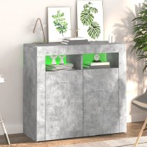 Aurther Wooden Storage Cabinet In Concrete Grey With LED Lights