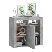 Aurther Wooden Storage Cabinet In Concrete Grey With LED Lights