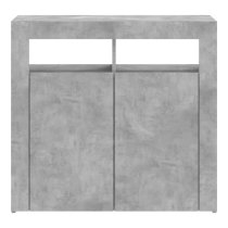 Aurther Wooden Storage Cabinet In Concrete Grey With LED Lights