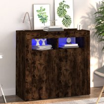 Aurther Wooden Storage Cabinet In Smoked Oak With LED Lights