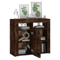 Aurther Wooden Storage Cabinet In Smoked Oak With LED Lights