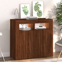 Aurther Wooden Storage Cabinet In Brown Oak With LED Lights