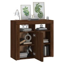 Aurther Wooden Storage Cabinet In Brown Oak With LED Lights