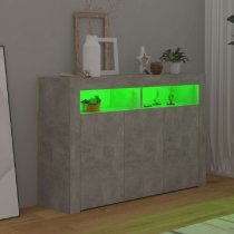 Brea Wooden Storage Cabinet In Concrete Grey With LED Lights