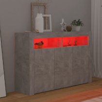 Brea Wooden Storage Cabinet In Concrete Grey With LED Lights