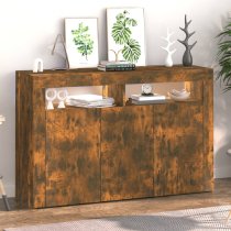 Brea Wooden Storage Cabinet In Smoked Oak With LED Lights