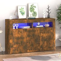 Brea Wooden Storage Cabinet In Smoked Oak With LED Lights