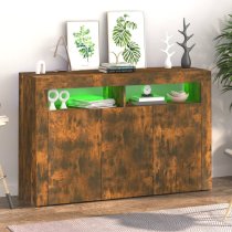 Brea Wooden Storage Cabinet In Smoked Oak With LED Lights