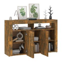 Brea Wooden Storage Cabinet In Smoked Oak With LED Lights