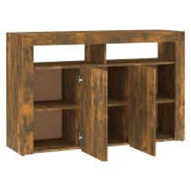 Brea Wooden Storage Cabinet In Smoked Oak With LED Lights