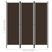 Celina Fabric 3 Panels 150cm x 180cm Room Divider In Brown