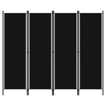 Celina Fabric 4 Panels 200cm x 180cm Room Divider In Black