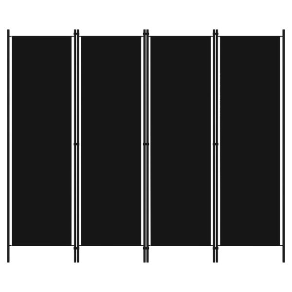 Celina Fabric 4 Panels 200cm x 180cm Room Divider In Black