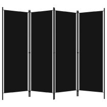 Celina Fabric 4 Panels 200cm x 180cm Room Divider In Black