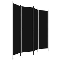 Celina Fabric 4 Panels 200cm x 180cm Room Divider In Black