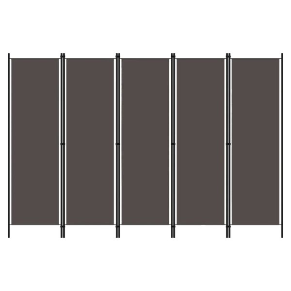 Celina Fabric 5 Panels 250cm x 180cm Room Divider In Anthracite