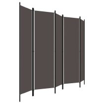 Celina Fabric 5 Panels 250cm x 180cm Room Divider In Anthracite