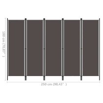 Celina Fabric 5 Panels 250cm x 180cm Room Divider In Anthracite