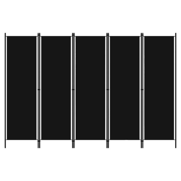 Celina Fabric 5 Panels 250cm x 180cm Room Divider In Black