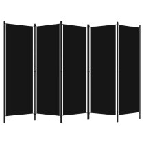 Celina Fabric 5 Panels 250cm x 180cm Room Divider In Black