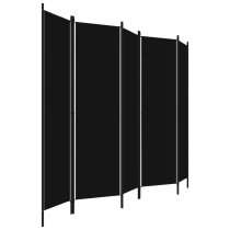 Celina Fabric 5 Panels 250cm x 180cm Room Divider In Black