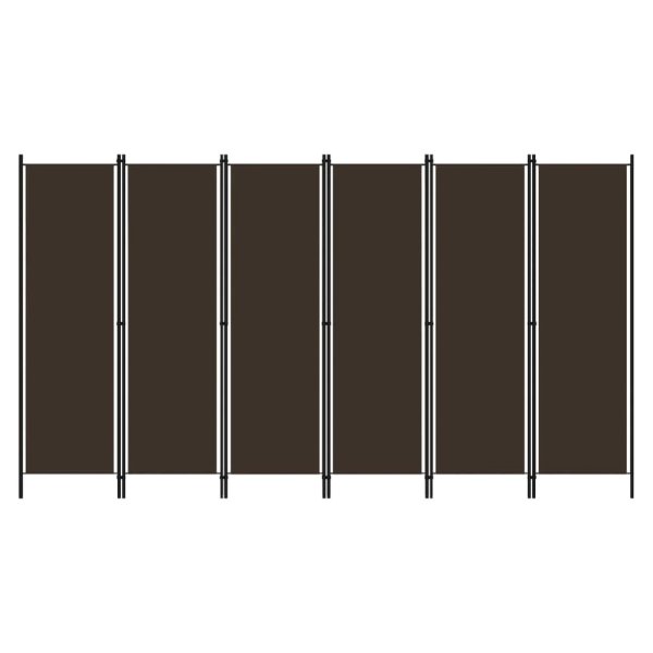 Celina Fabric 6 Panels 300cm x 180cm Room Divider In Brown