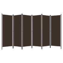 Celina Fabric 6 Panels 300cm x 180cm Room Divider In Brown