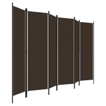 Celina Fabric 6 Panels 300cm x 180cm Room Divider In Brown