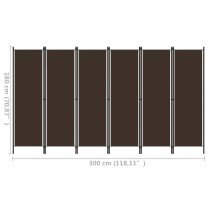 Celina Fabric 6 Panels 300cm x 180cm Room Divider In Brown