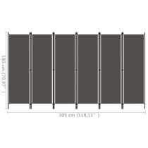 Celina Fabric 6 Panels 300cm x 180cm Room Divider In Anthracite