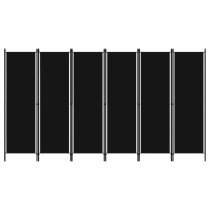 Celina Fabric 6 Panels 300cm x 180cm Room Divider In Black