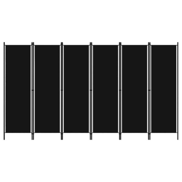 Celina Fabric 6 Panels 300cm x 180cm Room Divider In Black